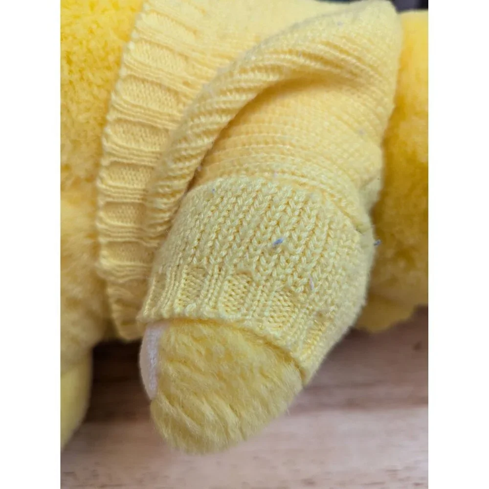 Fairview International Taiwan R.O.C yellow teddy bear w/ knitted dog sweater 12